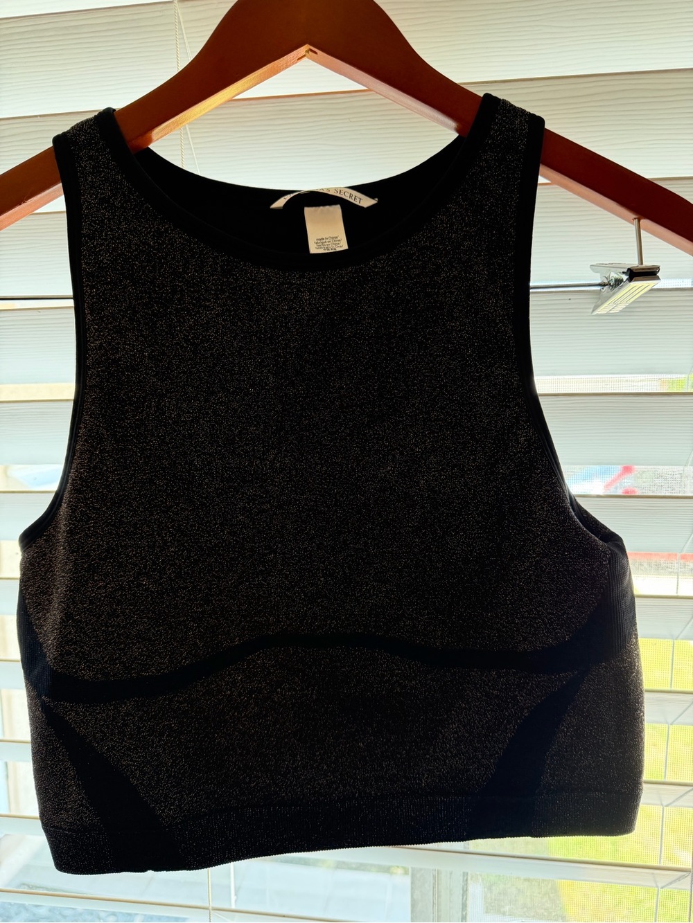 Victoria's Secret Metallic Black Gold Shimmer High Neck Crop Top Large - Picture 3 of 5